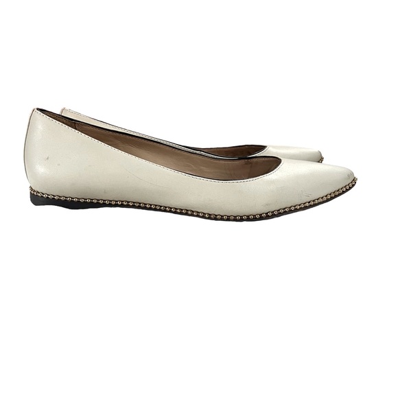 Coach Waverly Bead Trim Off White Leather Flats Size 6.5 - Picture 3 of 7